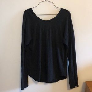 Slouchy back soft black long sleeve blouse